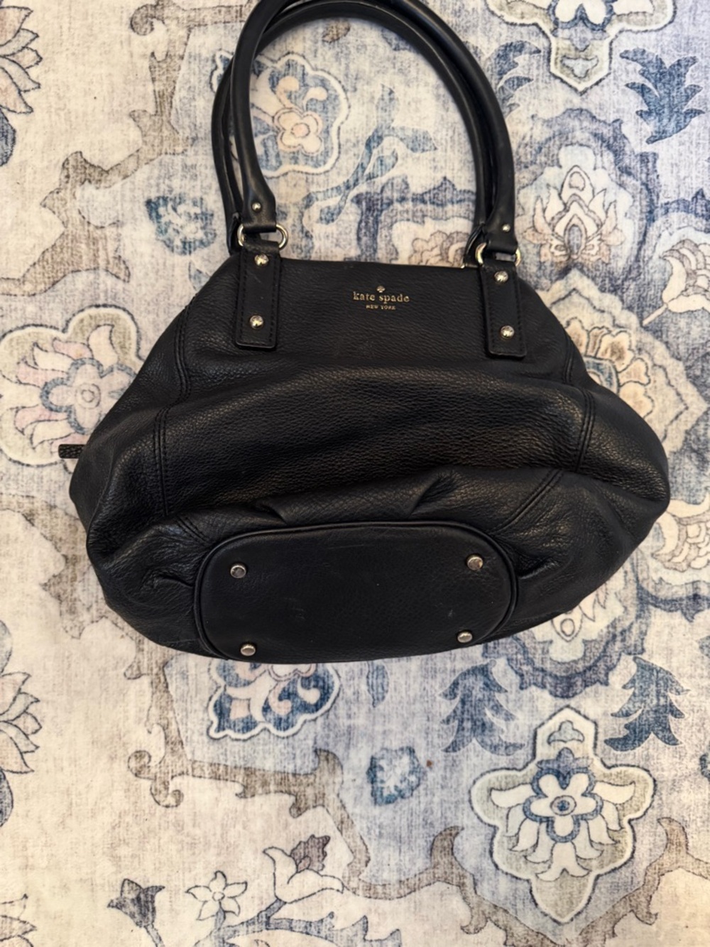 kate spade black pebbled leather shoulder bag with gold-tone studs